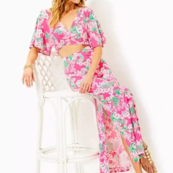 Lilly Pulitzer Dresses & Skirts - NWT Lilly Pulitzer Minka Maxi 2 Piece Set in Roxie Pink Floral SIZE S